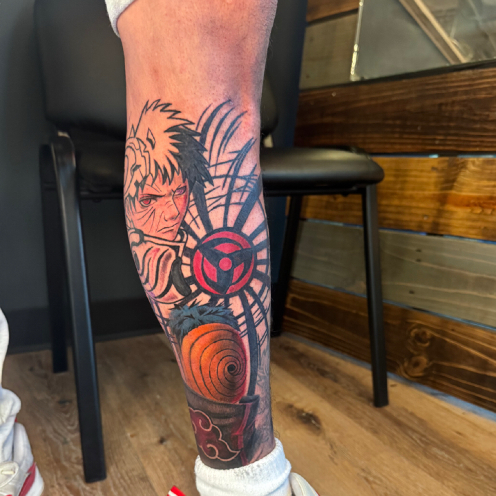 CUSTOM LOWER LEG QUARTER SLEEVE at Tattoo Whitney Houston in Houston, TX