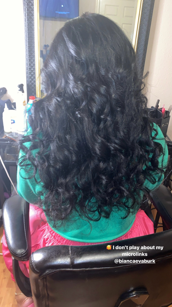 Braidless sew in using micro beads