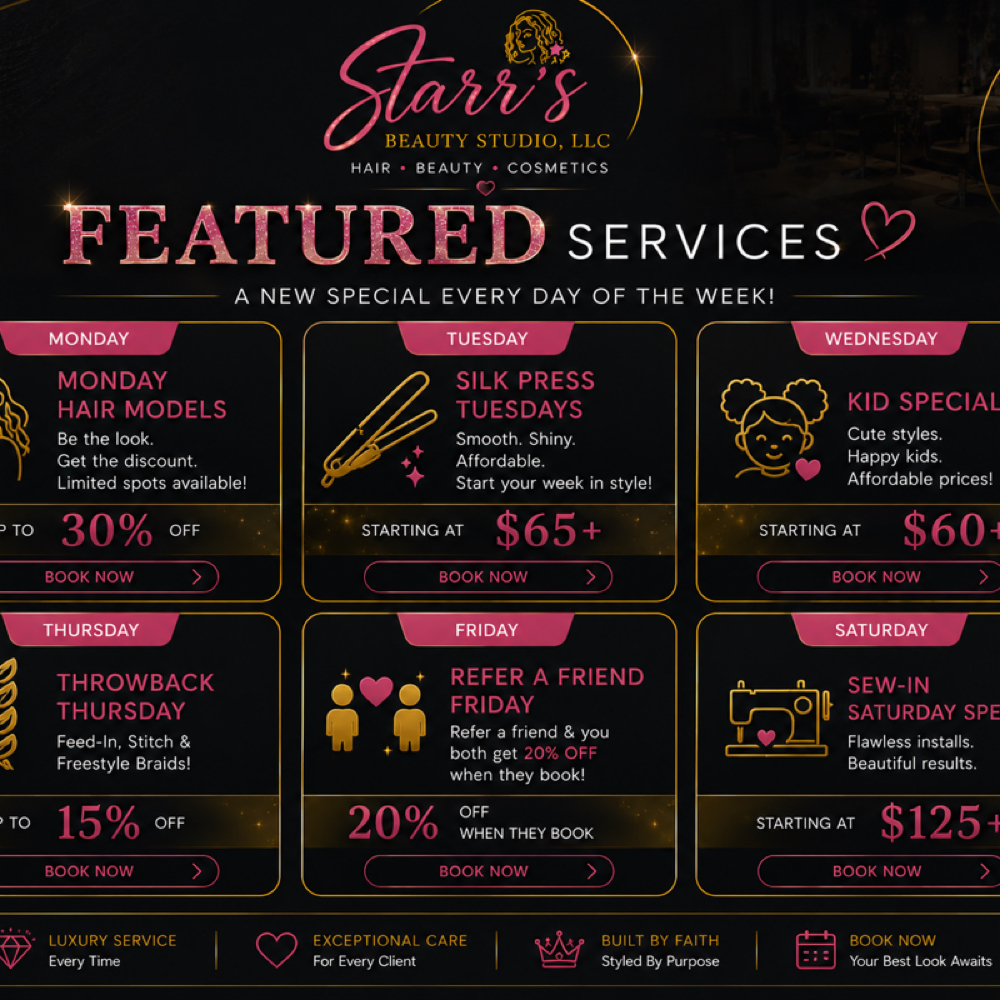 August Monthly Specials at Starr's Beauty Studio in Town & Country, MO