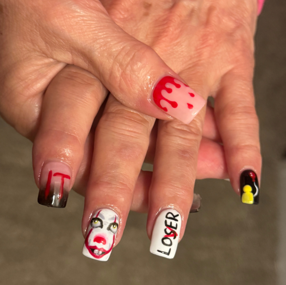 Character nail art at Aura by Mary in hampstead, NC