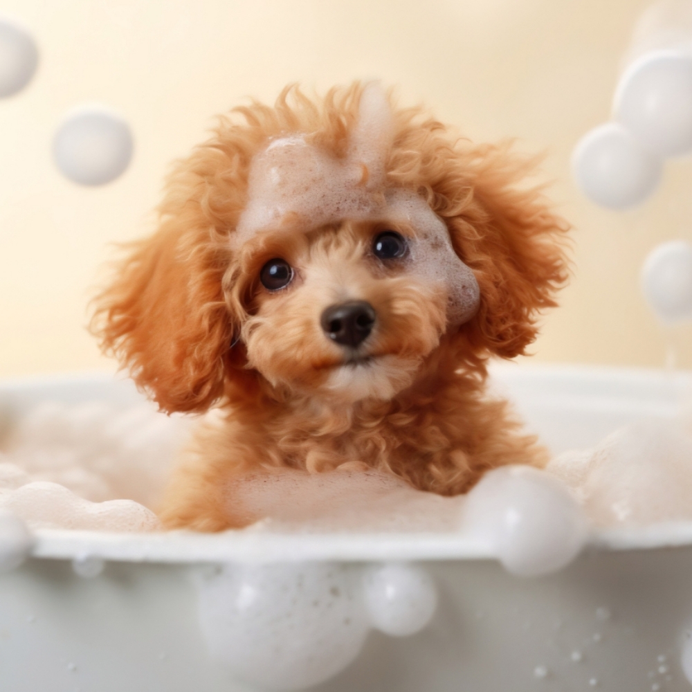 Bath-Small-Curly-Poodle/Doodle at Tail Waggers Grooming LLC in Fort Worth, TX