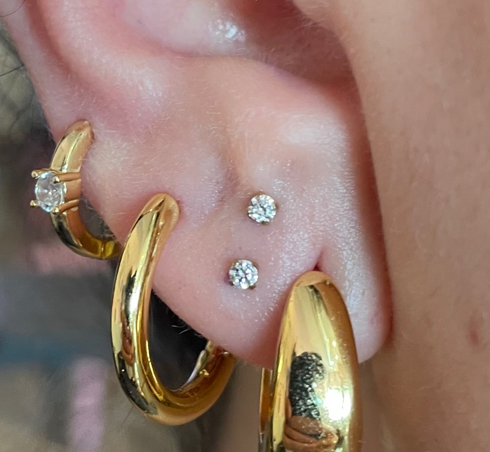 Stacked Lobe Piercing (two)