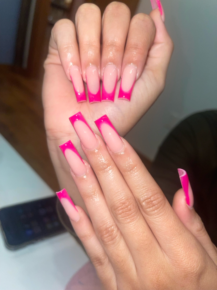 Medium French Tip Full Set at The Pink Nail and Spa in Lynchburg, VA
