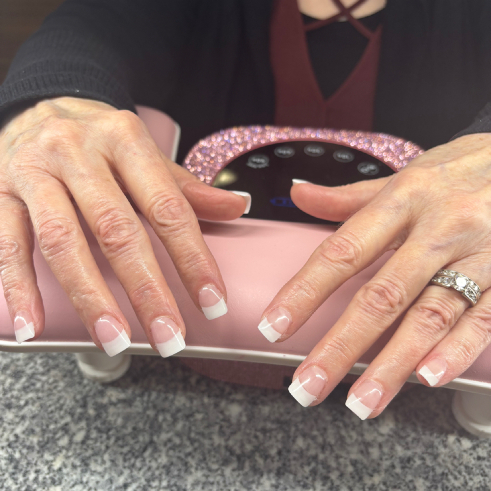 “Old School” French Tips Full Set at Aspasia Salon in Saint Charles, MN