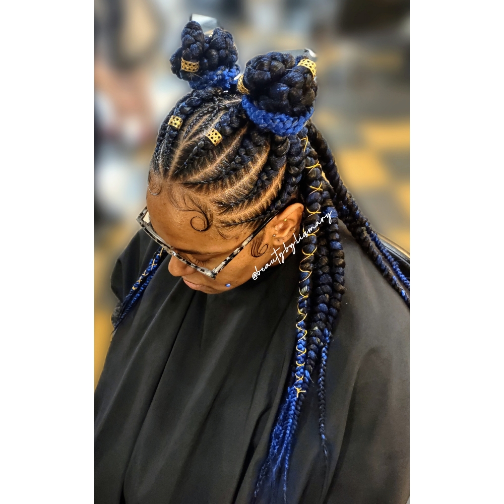 Half Up Feedins Half Down Box braid