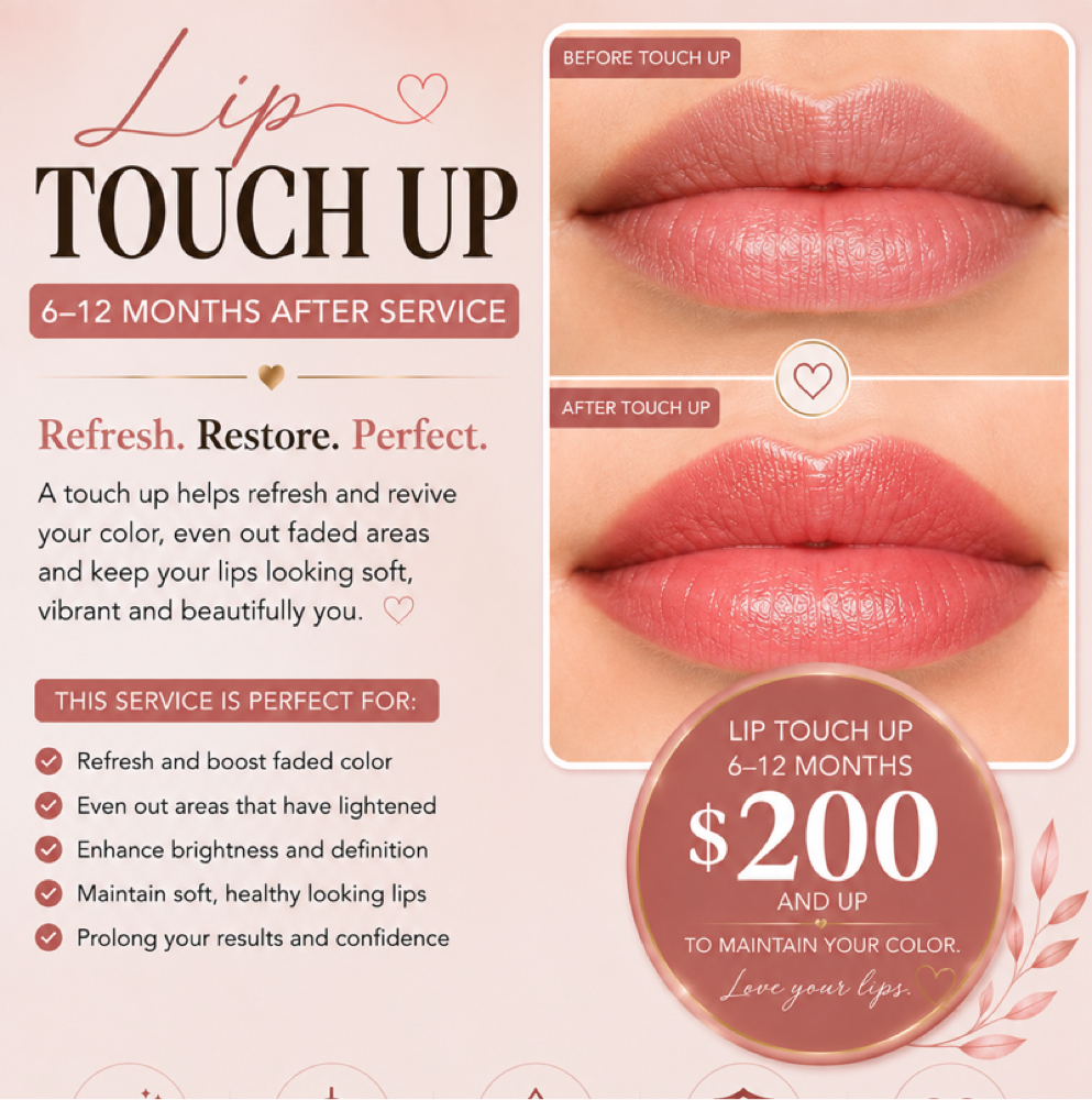 LIPS TOUCH UP 6-12 months at Blink By Jenny lashes & brows studio in Jacksonville, FL