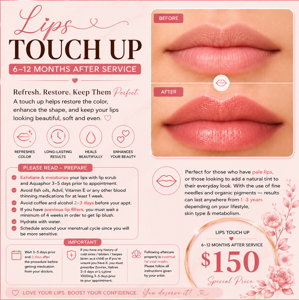 LIPS TOUCH UP 6-12 months at Blink By Jenny lashes & brows studio in Jacksonville, FL