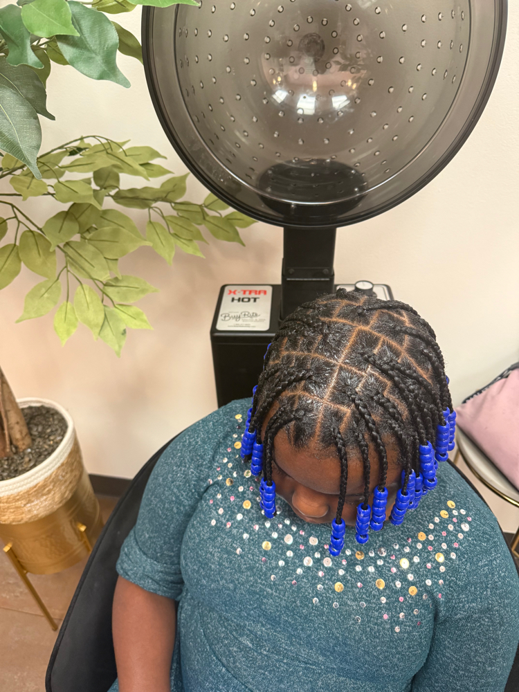 Natural Box Braids & Beads Short