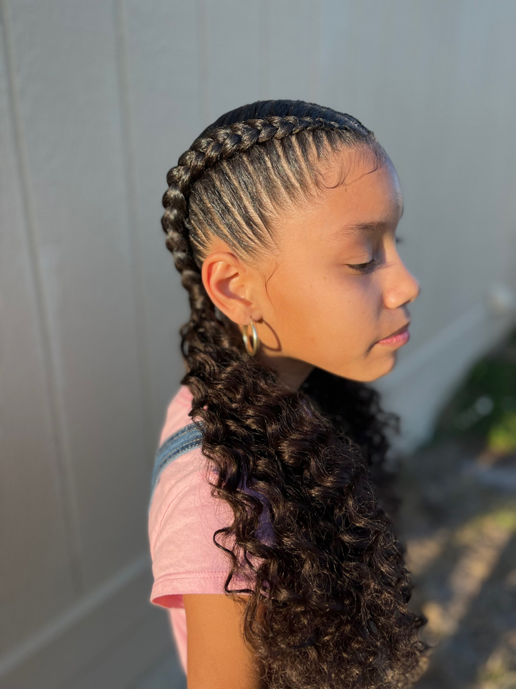 2 Feed In Braids With Sew-in Curls