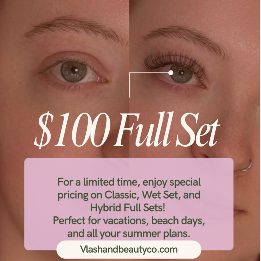 $100 Full Set summer Promo at V lash and beauty co. in Bondurant, IA