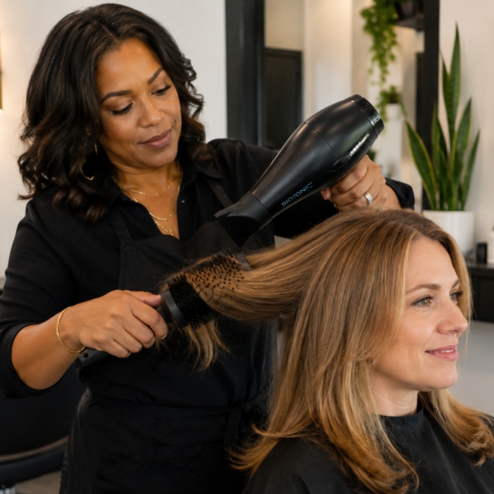 Below Sholder Cut/Blowdry at Haus of Reign Inside Edward Douglas Salon in Homewood, IL