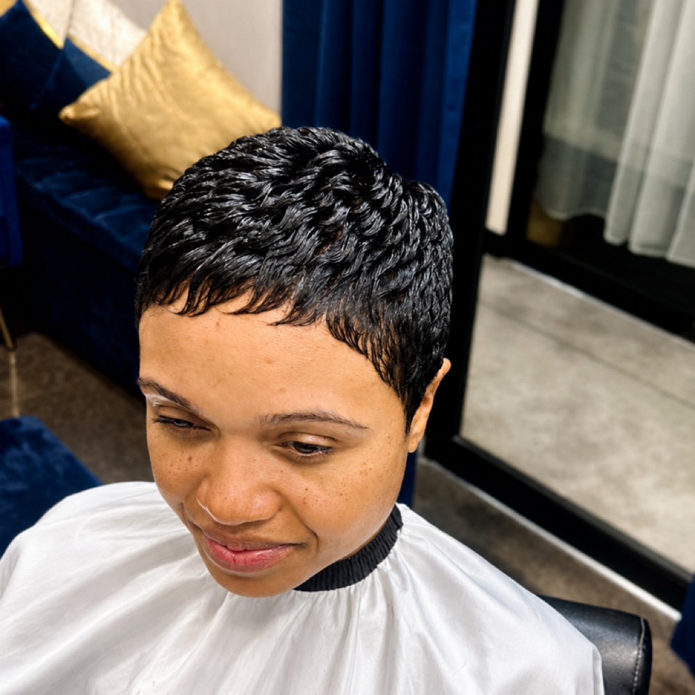 Relaxer Touch-Up + Pixie Cut at Rhonda's Diamond Dust Beauty Lounge in Temecula, CA