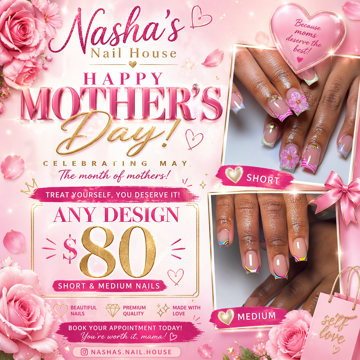 Mothers Day Sale All May at Nasha’s Nail House in Warner Robins, GA