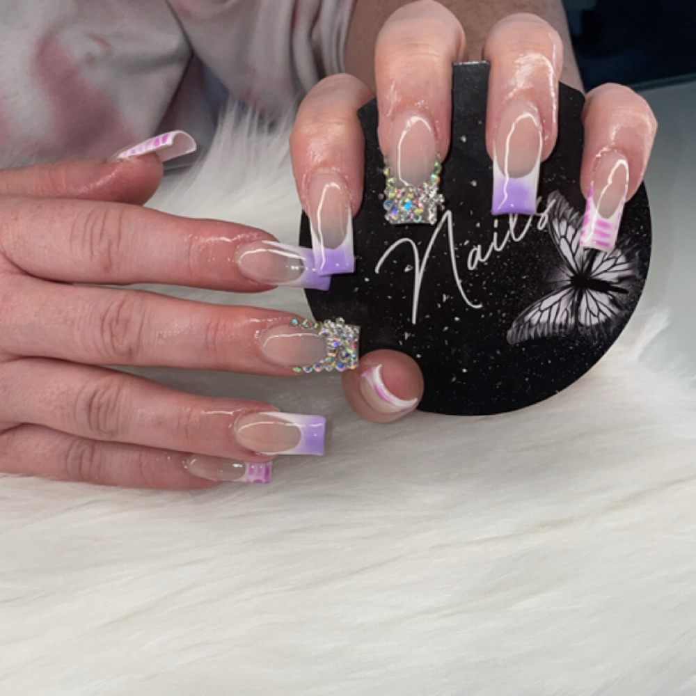 Medium acrylic set W/ matching toes at Tiff-tastic’s Salon and Spa East in Battle Creek, MI