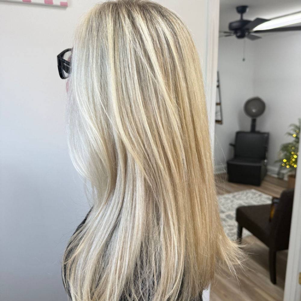 Blonde Face Frame Touch Up at Hairx.meg in Bessemer City, NC