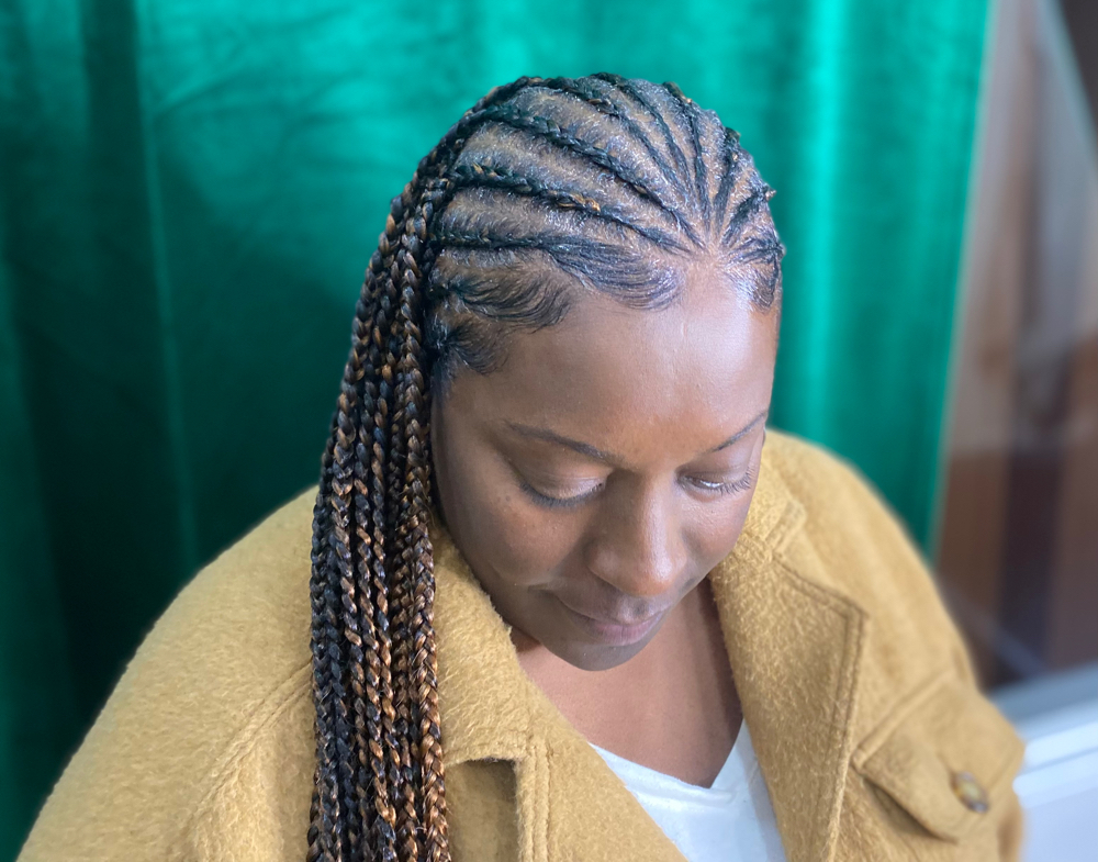 Half Cornrows Half Box Braids