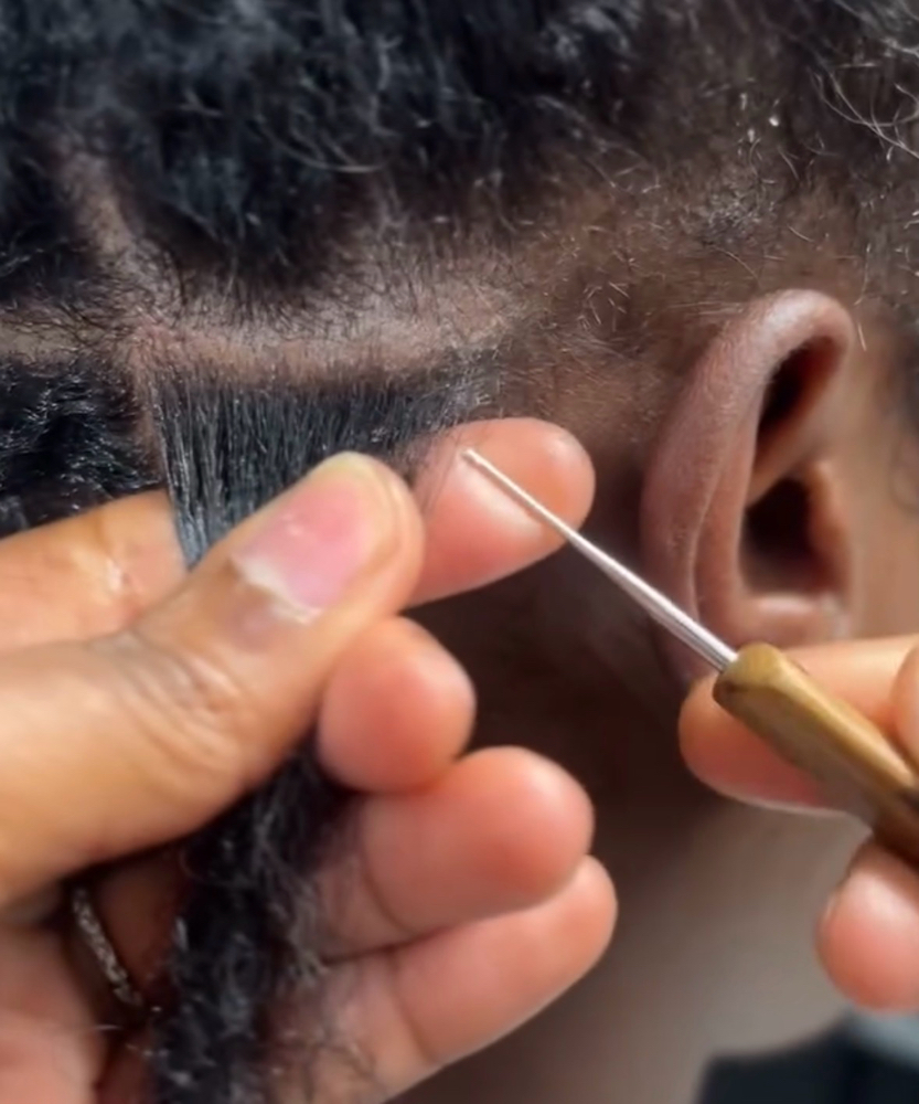 Loc Maintenance With Crochet Needle at Cyn Blends Barbering + Loc Studio in Long Beach, CA