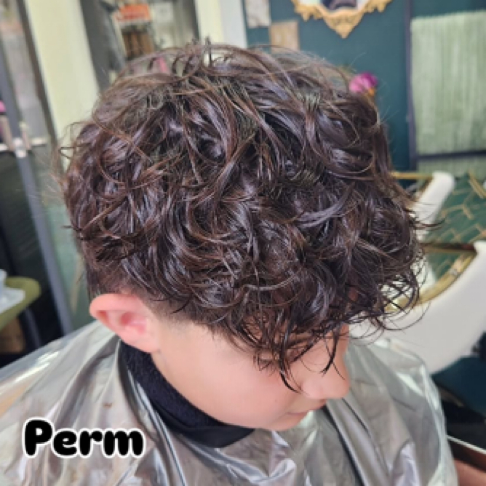 Boys/mens Short Hair Perm at Skeleton Key Haircuts in Simpsonville, SC