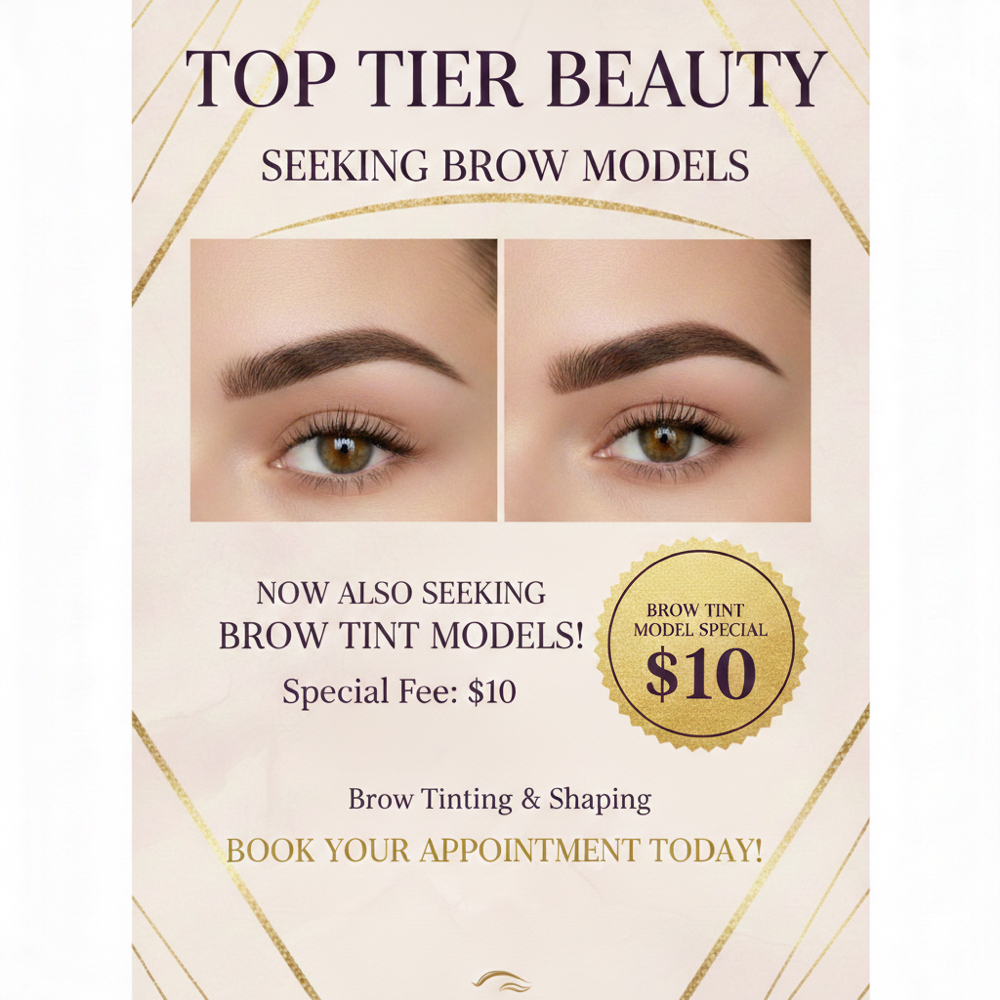 Brow Tint Model at Top Tier Beauty in Farmville, VA