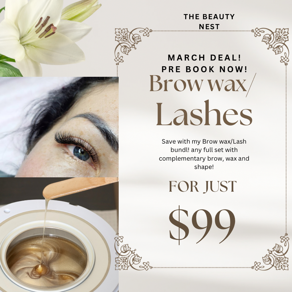 Brow Wax And Lash Bundle March Deal at The Beauty Nest in Chisago City, MN