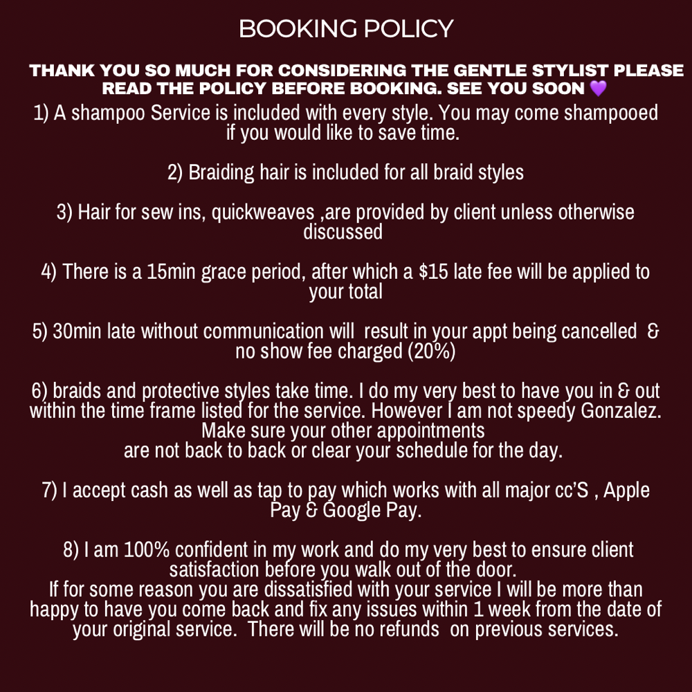 BOOKING POLICY ( Do Not Book This)