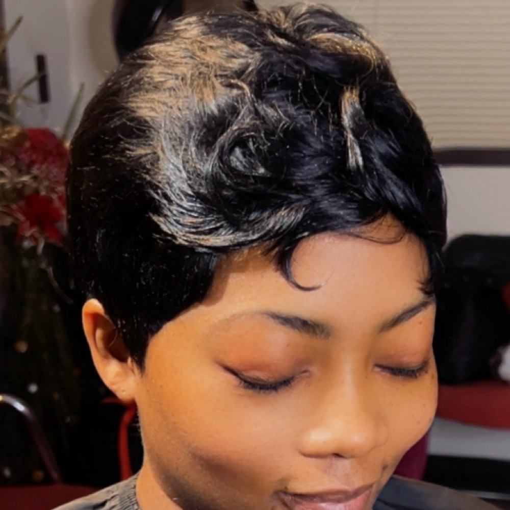 Short Quick Weave Pixie Cut 💕 at NERDY GIRL BEAUTY STUDIO ✨✨ in 48034