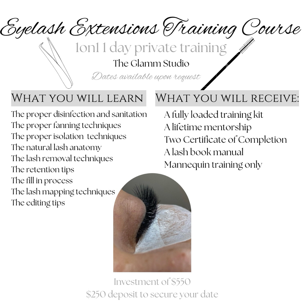 Eyelash Extention 1-1 1 DayTraining at The Glamm Studio in Fort Worth, TX