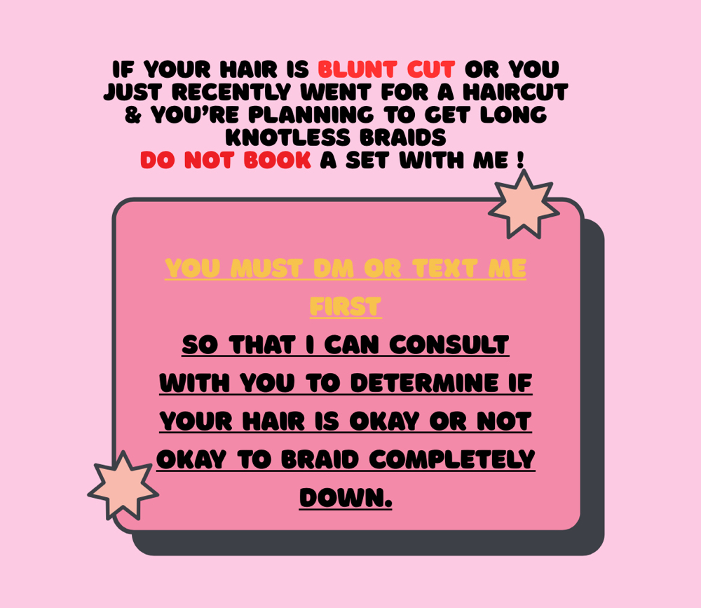 NO BLUNT CUTS OR HAIRCUTS