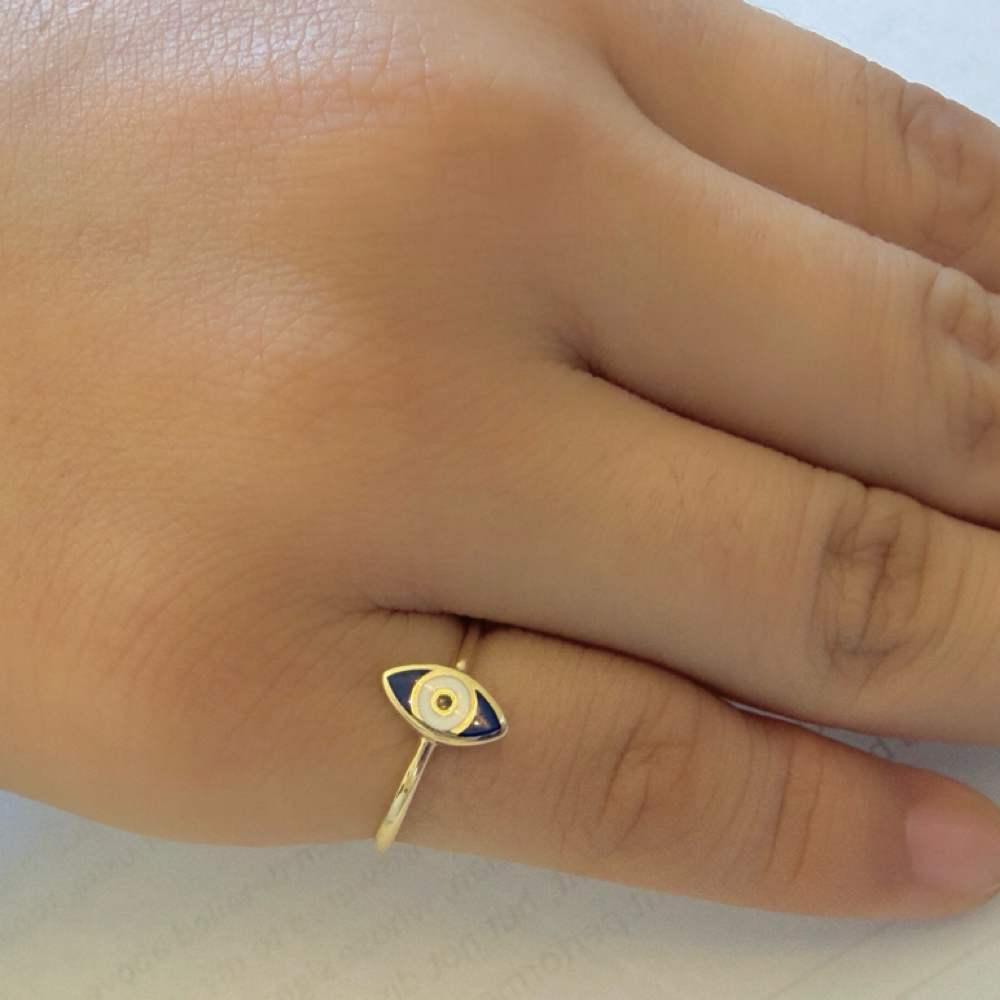 14K Blue Evil Eye Ring at Nude Skin Aesthetics in San Pedro, CA