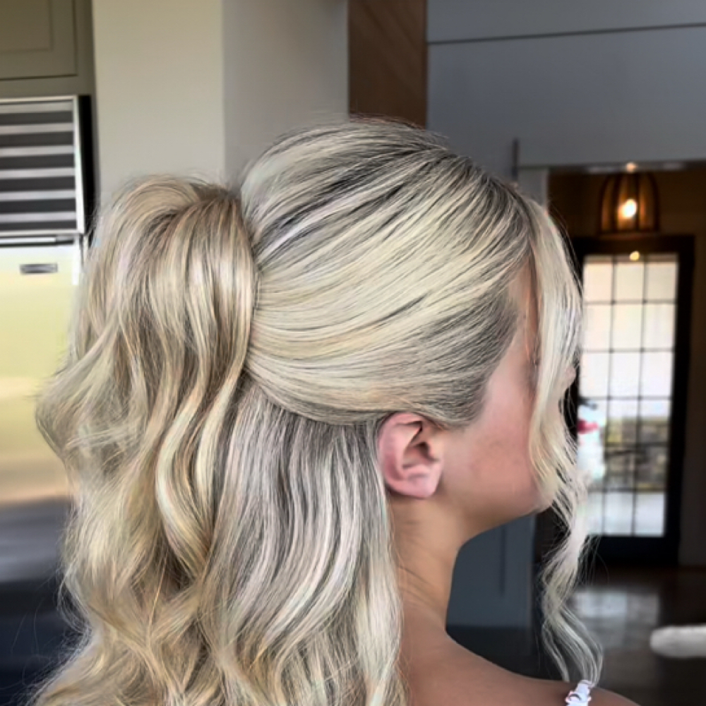Half-Up Hairstyle at Mackenzie Elise (ME) Salon in Bentonville, AR