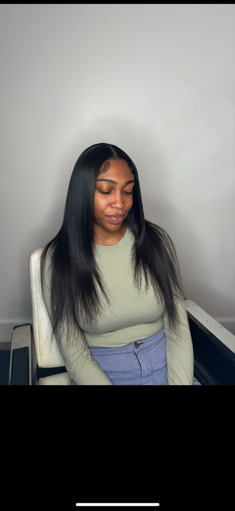 Middle Part Quick Weave w/leave out
