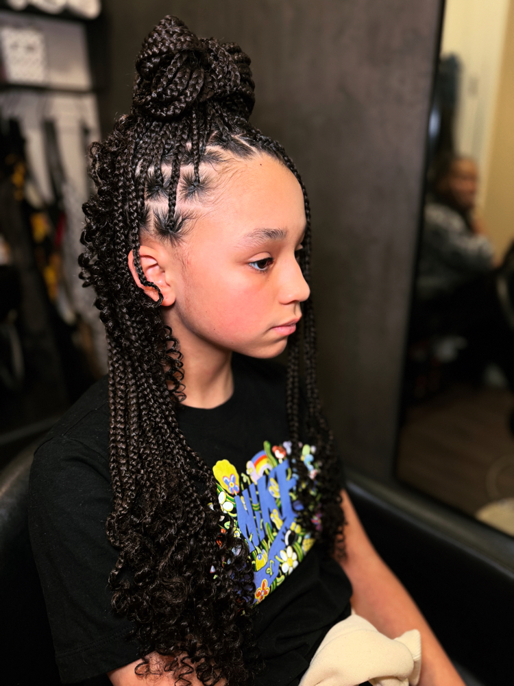 Kids Medium Knotless Box Braids at Vain Galore Salon & Spa in Austell, GA