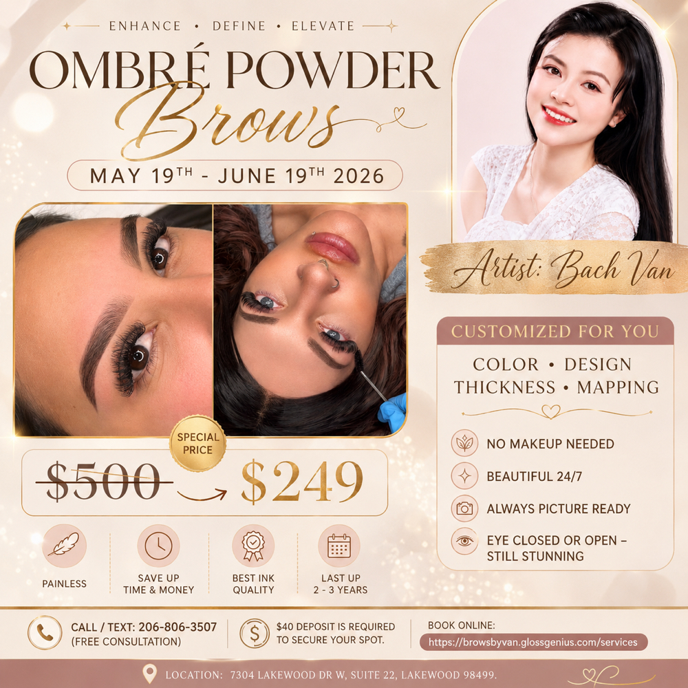 Ombre PowderBrows Holiday Promotion at Van Brows Seattle in Lakewood, WA