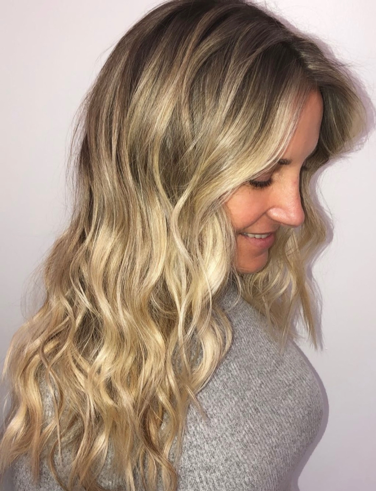 Full Highlights, Root Tap & Haircut