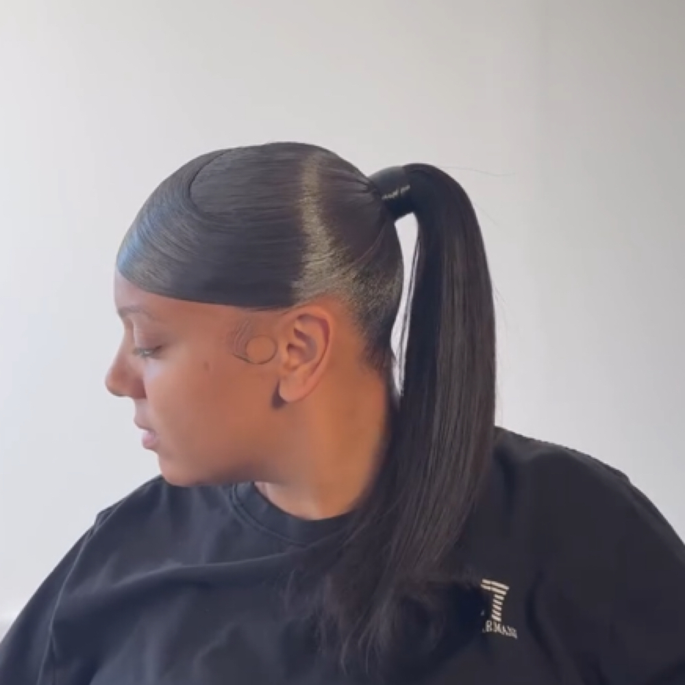 Sleek Ponytail with Side Swoop at Haus Of Kartel/The Lash Kartel in Rochester, NY
