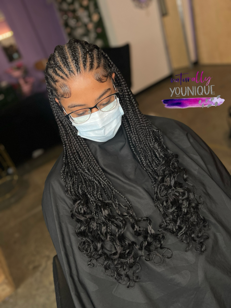 Medium Half Feed-in Half Knotless at Naturally Younique Studio in Coatesville, PA