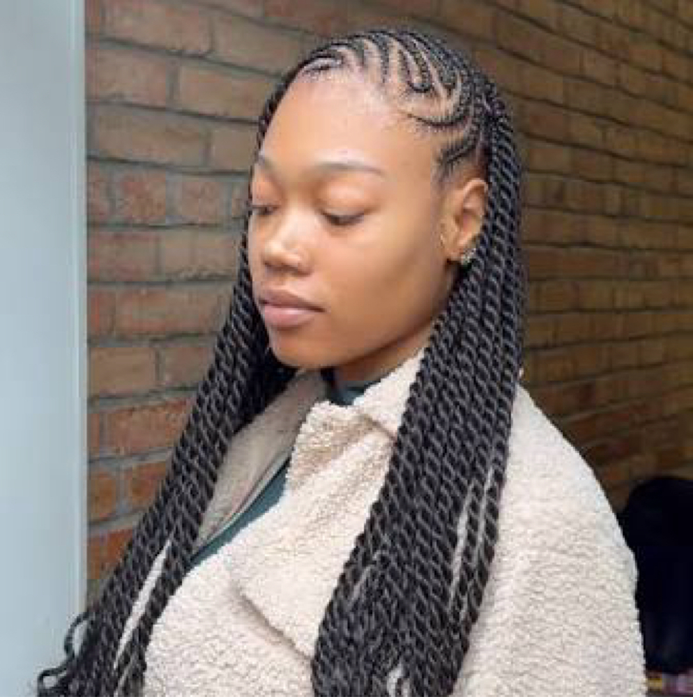1/2 Cornrows(Lemonade)_1/2 Twist at Braids_by_Naider in Burtonsville, MD