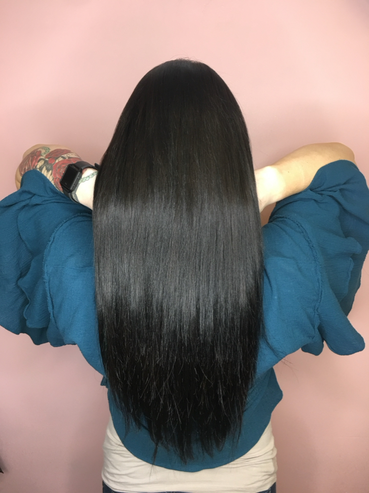 Solid Color, Haircut, And Blowdry