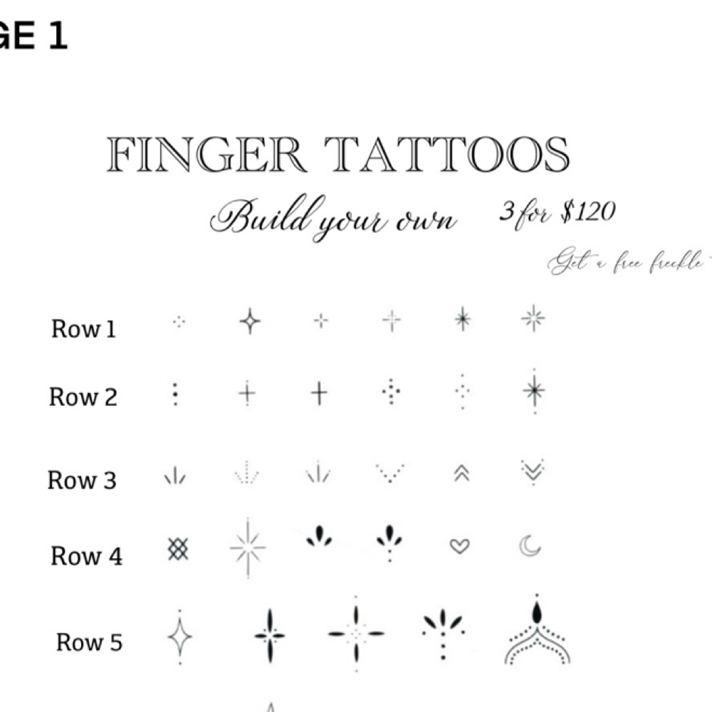 Finger Tattoos Flash 3 For $120 at Bella Vita Rose Studio in Mesa, AZ