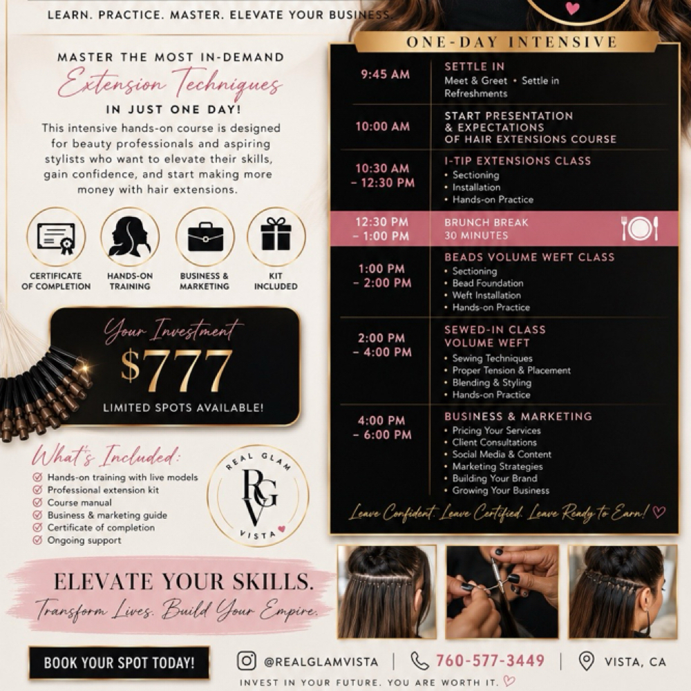 EXTENSIONS PRO COURSE at Real Glam in Vista, CA