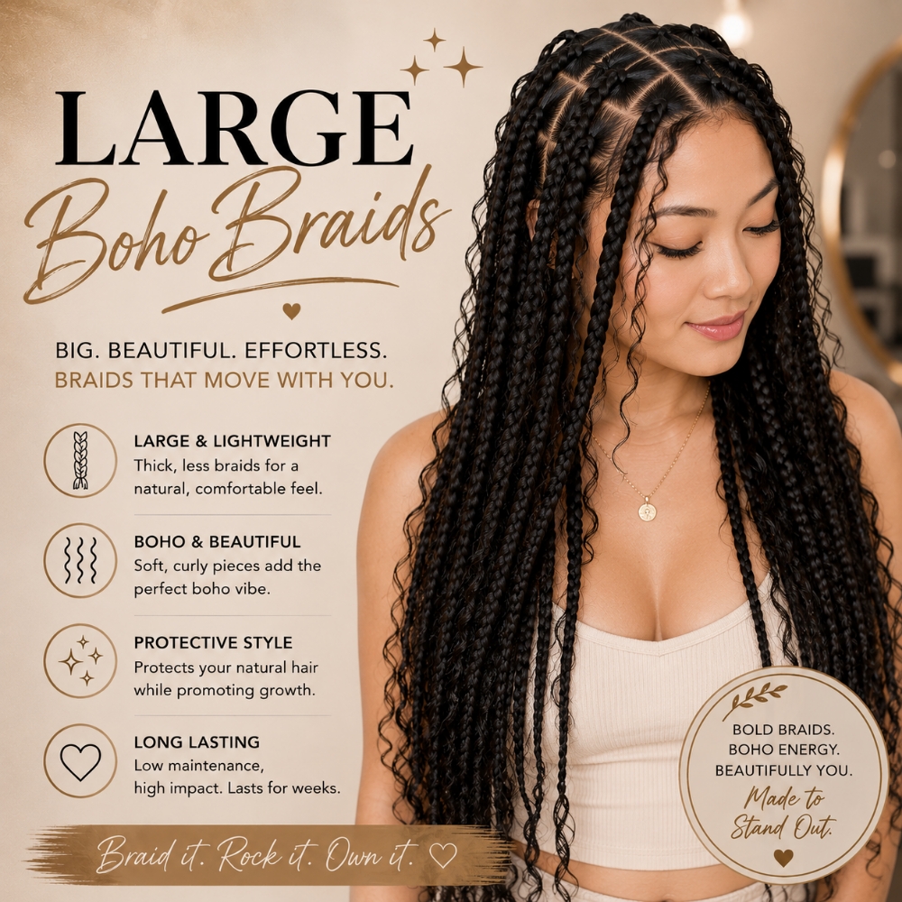 Large Boho Braids at Regina's Hair & Nail Studio in Corning, CA