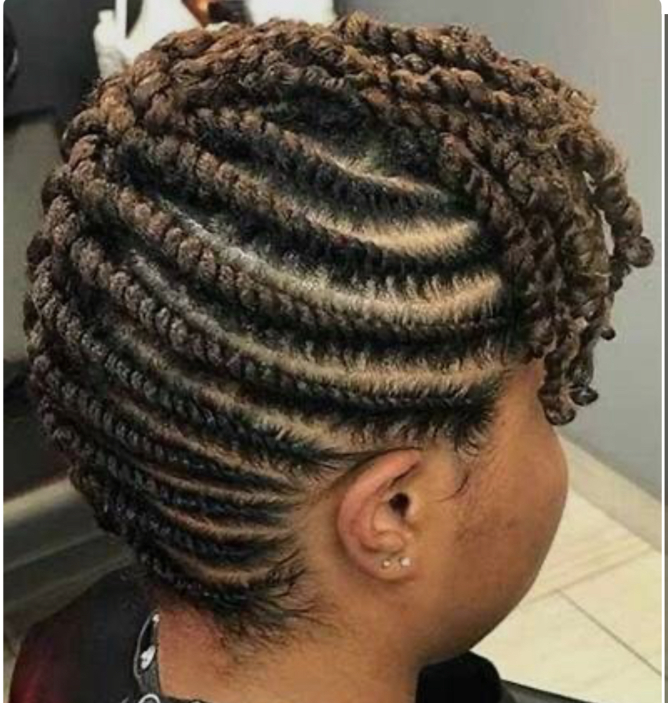 Flat Twist Up Do w/ 2strand Bangs