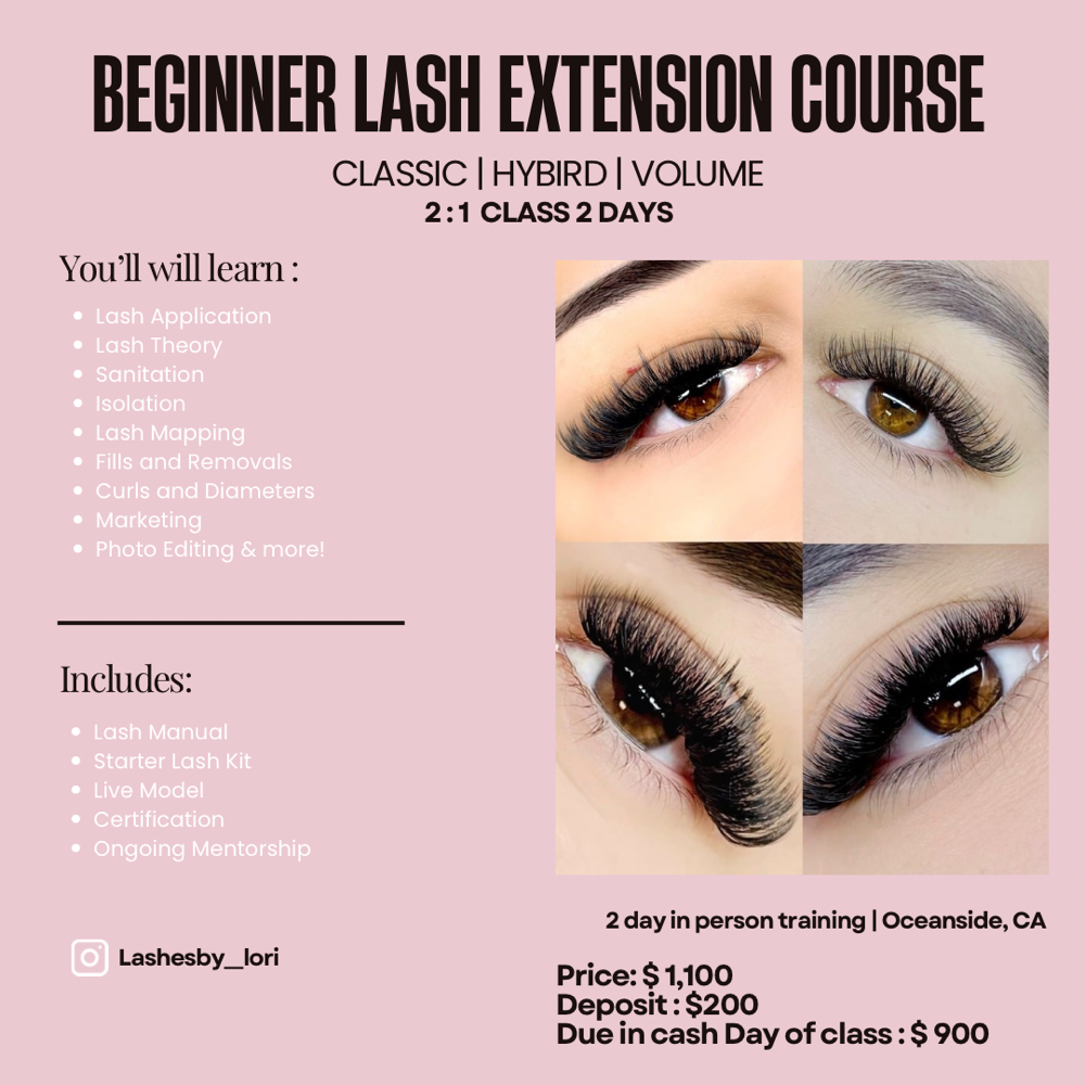 Lash Ext. Course *read Description at Lashes By Lori in Oceanside, CA