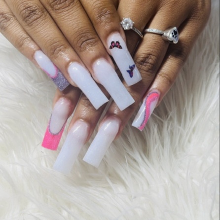 Marble XL Acrylic Full Set at Pretty N Polished Nails by Mi Mi in Suffolk, VA