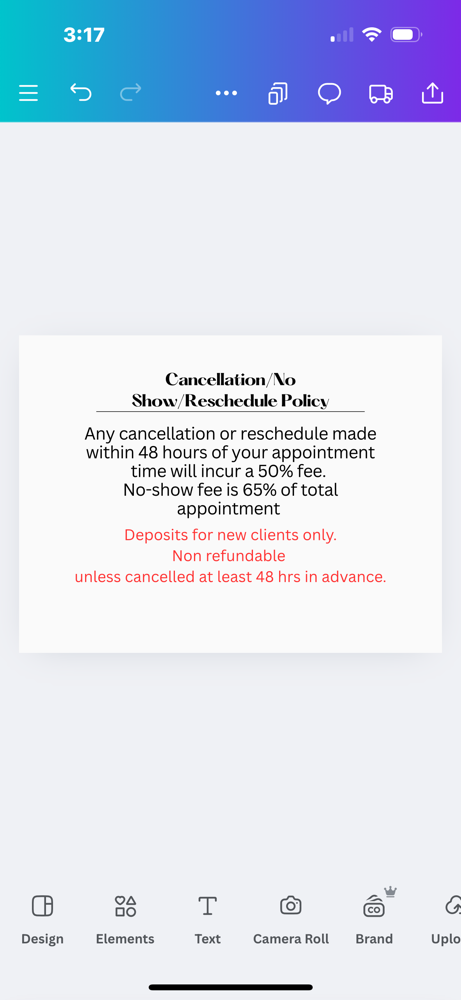 NoShow/Reschedule/Cancel Policy