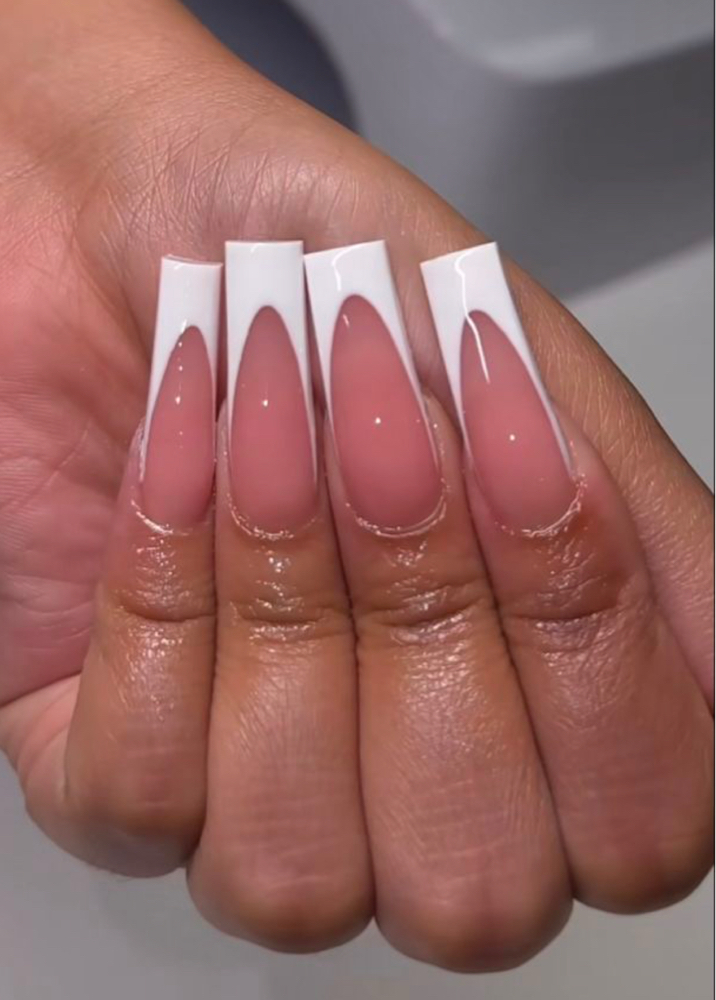 Long Frenchies at Pink Velvet Nail Studio in Arlington, TX