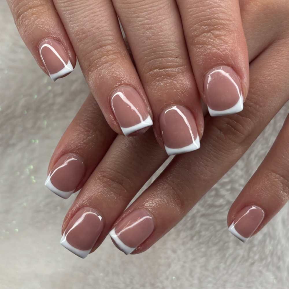 Add on basic french at Pink & polished Nail Studio in El Paso, TX