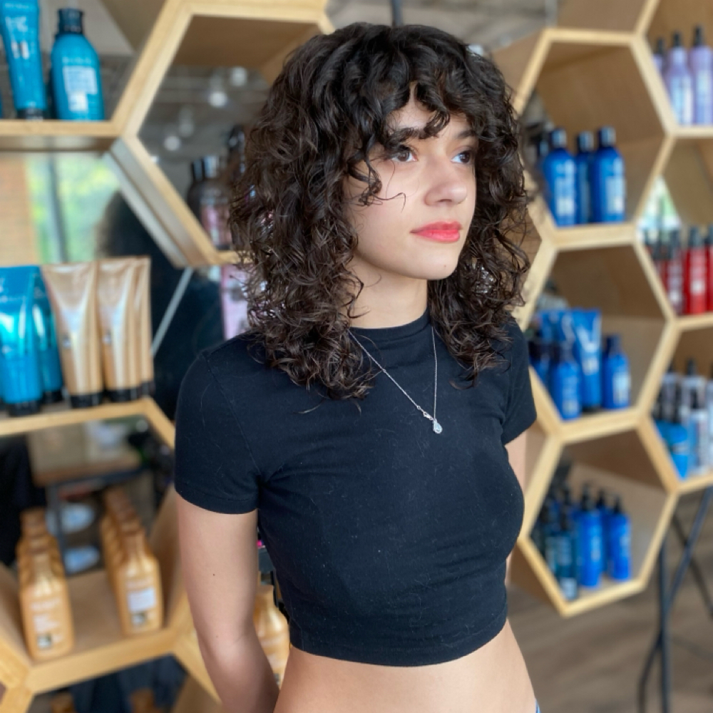 curly scissor cut at Leslie Ana hair in Fairview Park, OH
