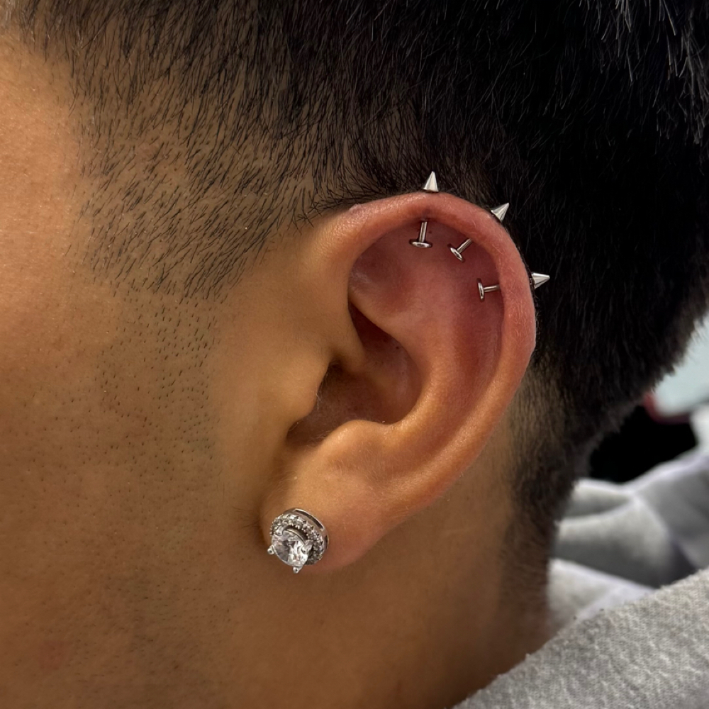 Triple Vertical Helix at JCR Piercings in Waukegan, IL
