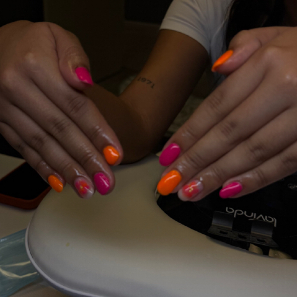 builder gel mani at Colour & Links Lounge in Duncan, OK